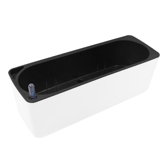 Macetas de plástico con riego automático, jardinera de riego automático, hogar 15 pulgadas blanco con indicador de nivel de agua