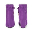 thumbnail image 5 of BLISSFUL STEP Pointed Toe Bow Block Heel Ankle Boots for Women, 5 of 5