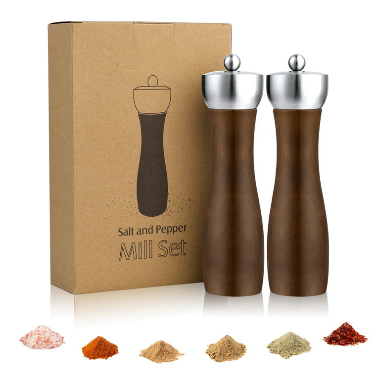 THE KIER Salt & Pepper Grinder Set on Wood Base, 7 – Urban Gourmet