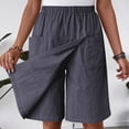 thumbnail image 2 of biudgviw Knee Length Skorts Skirts for Women Elastic Waist Tennis Skirt Trendy Casual Wide Leg Bermuda Shorts with Pockets, 2 of 7