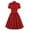 Red, variant on Fesfesfes Women Dress Short Sleeve Round Neck Solid Color Lacing Single-Breasted Loose Hem Dress Tops on