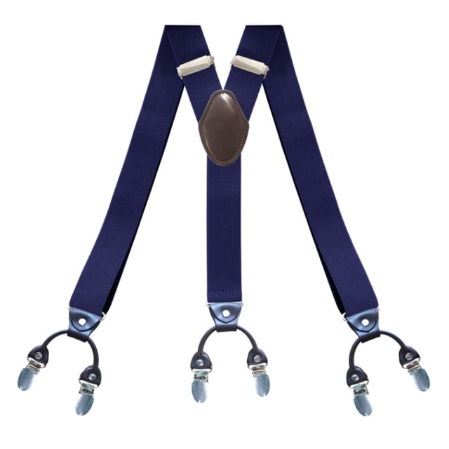 Tirantes elásticos ajustables con clip para hombre, para evitar resbalones, con 6 clips en forma de Y, para trajes, color azul marino