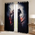 thumbnail image 2 of Manfei Grunge Samurai Black Out Curtains for Boys Men, Explosion Effect Curtains Pack of 2 (42x63 Each), Black Red Gray, 2 of 6