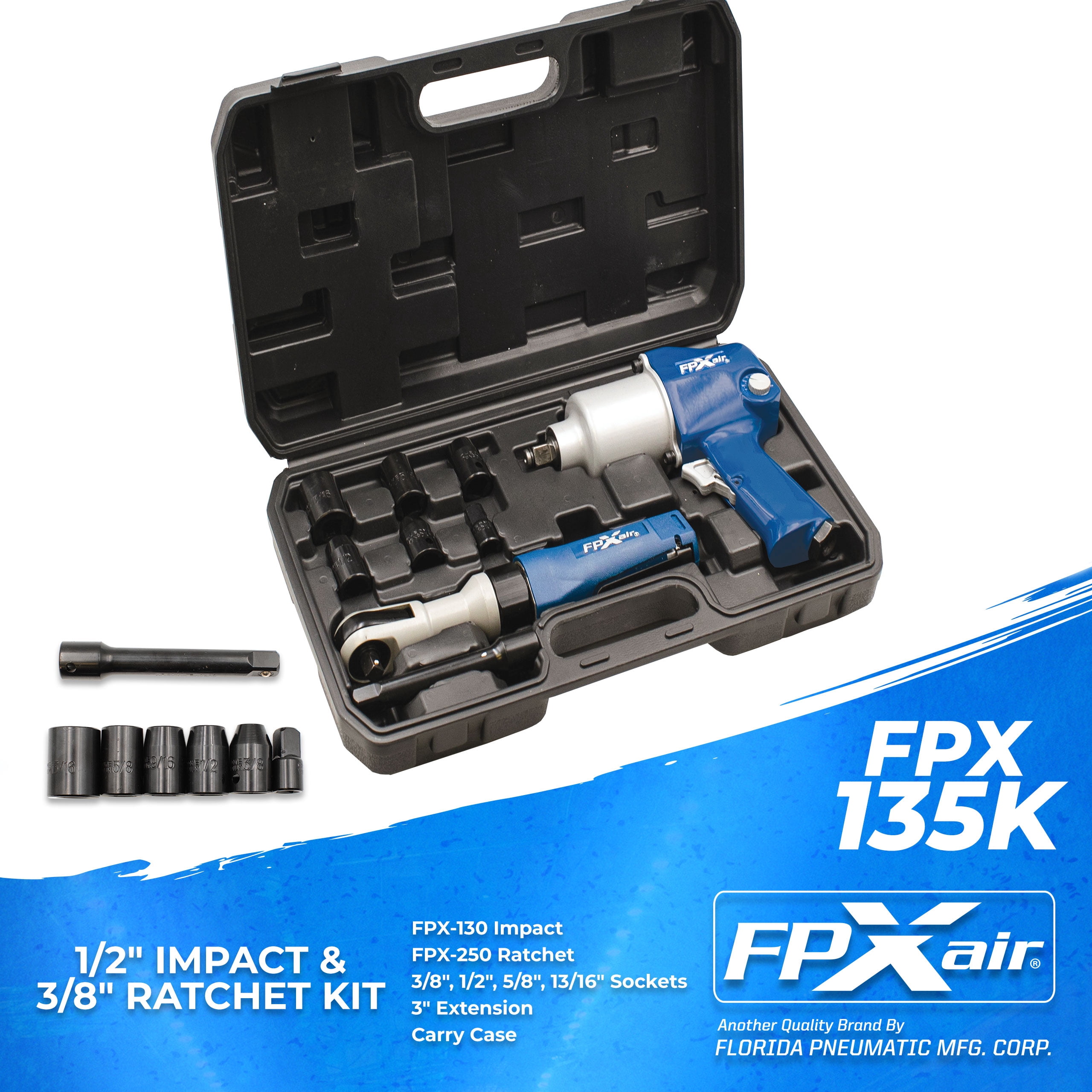 FPX-AIR 1/2" Impact & 3/8" Ratchet Kit: FPX-135K, Impact Wrench & Ratchet Wrench, Automotive Power Tools, Garage Air Tools