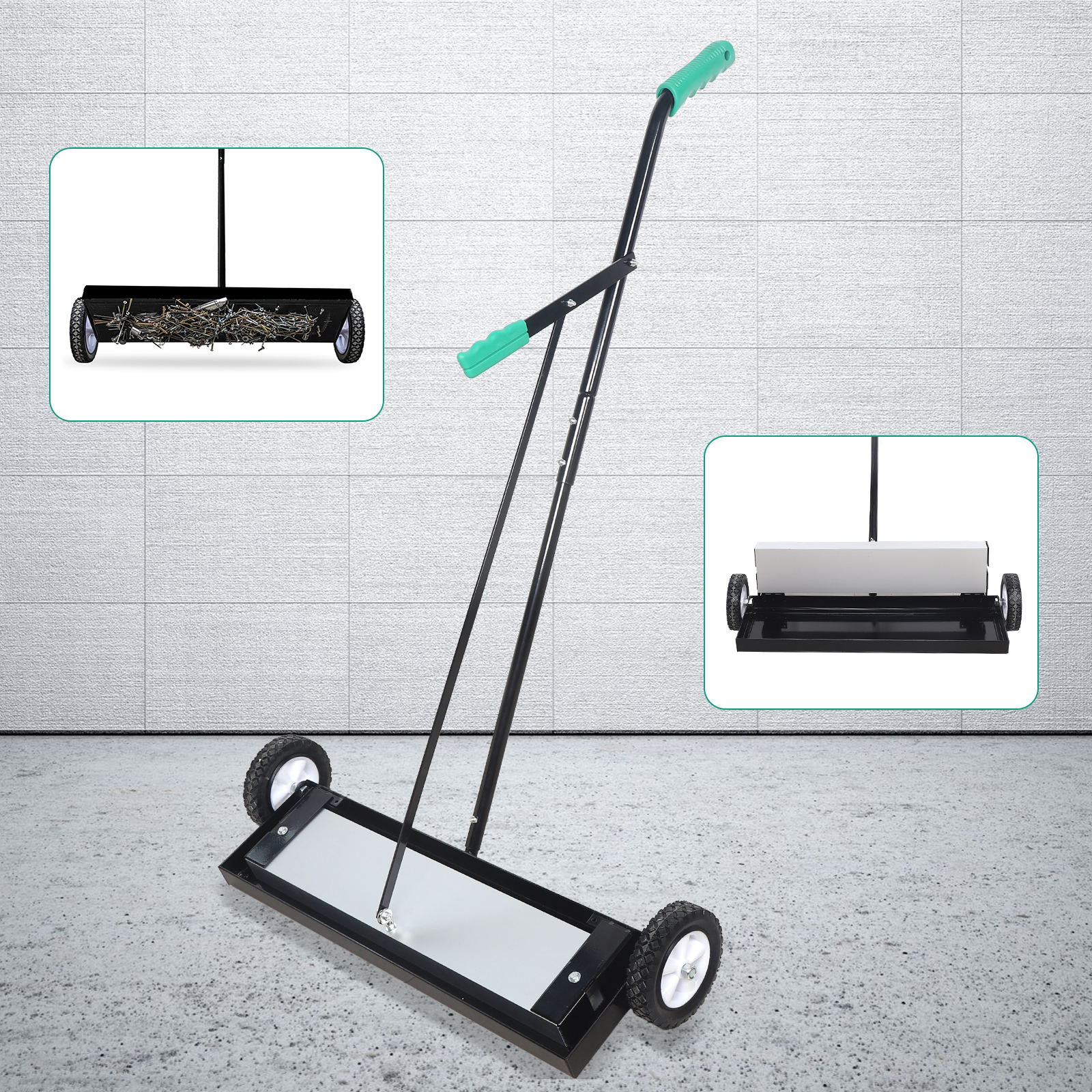 TBVECHI Hand Push Sweeper, Metal Steel Cleaning Pikc Up