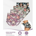 thumbnail image 5 of Women's Underwear Mid Waisted Panties Breathable Full Coverage Printed Comfortable ladies Floral 4 Pack, 5 of 5