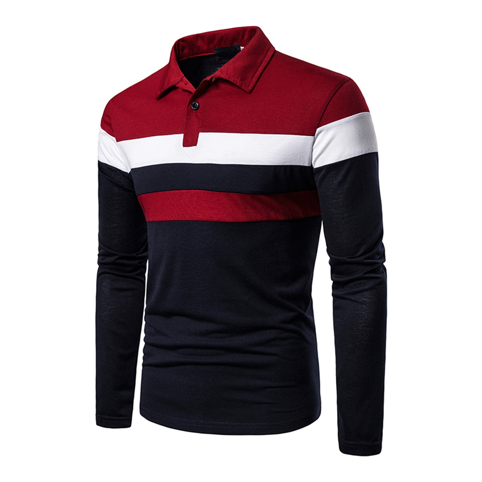 Mawclos Men Tee Turn Down Collar T Shirts Button Polo Shirt Classic Fit Work Lapel Neck Pullover Red Blue M Other