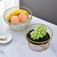 thumbnail image 4 of TAETOE Metal Wire Fruit Basket, 9 inch Pedestal Fruit Bowl with Marble Tray, Decorative Iron Wire Bread Snacks Holder Serving Bowl Vegetables Basket for Countertop, Home Decor, Table Centerpiece, 4 of 5
