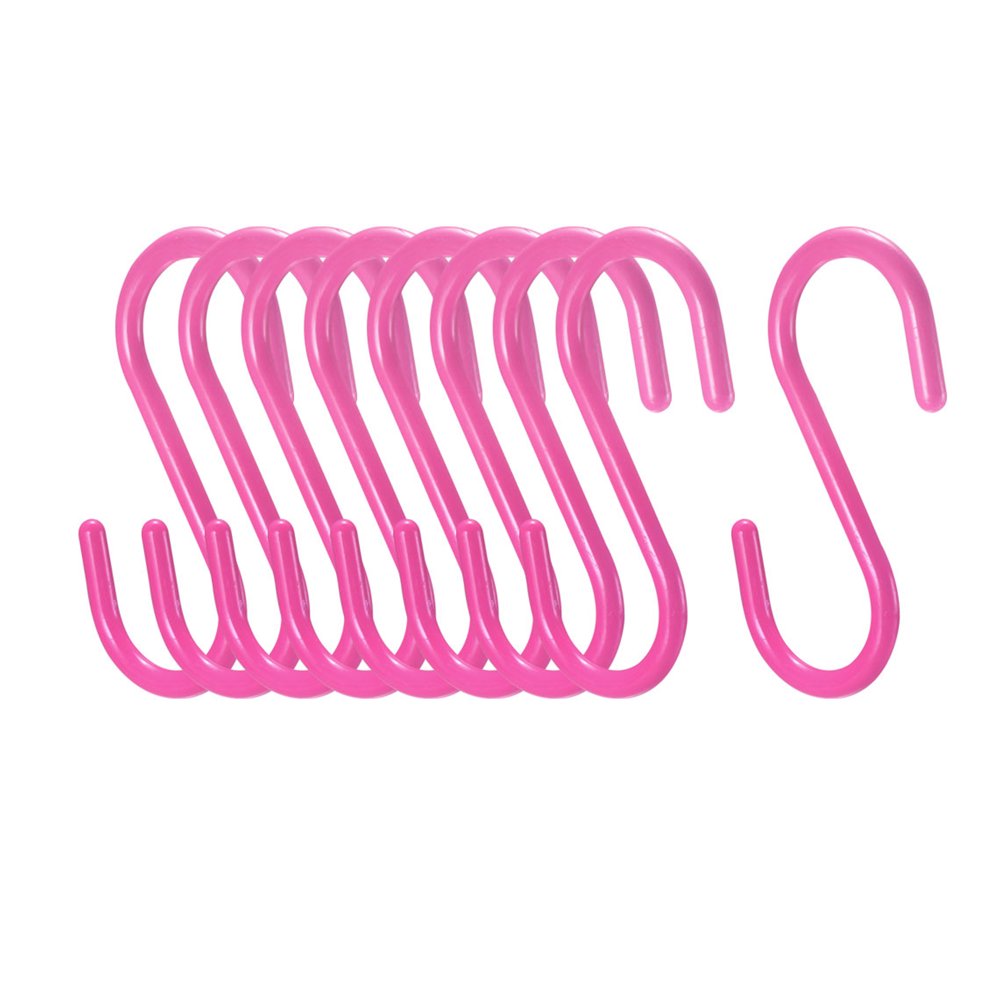 Plastic S Hooks 4.9" S Shaped Hook Hangers Multiple Uses 9Pcs Pink
