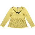 thumbnail image 2 of Little Girl Kids Long Sleeve Rhinestones Cotton Tee T-Shirt Top Yellow 5 110 (41BT05) BNY Corner, 2 of 3
