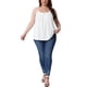 thumbnail image 2 of CURVY GLAM Camiseta sin mangas básica plisada elegante para mujeres de tallas grandes con tirantes ajustables 1X blanca, 2 of 6