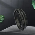 thumbnail image 3 of Brazaletes anchos,Pulsera Hombre Cuero Trenzado Estilo 21cm,Pulsera Brazalete de Cuero Negro,Pulsera Brazalete Pulseras Brazalete de cuero para hombre,Brazalete de aleación, 3 of 7