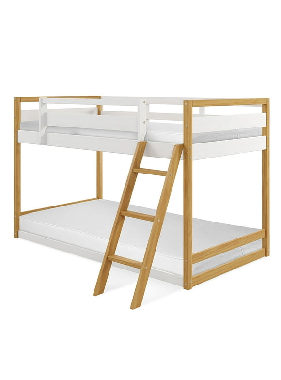 Pkolino Quadra Solid Wood Two-Tone Twin over Twin Bunkbed frame, white and natural
