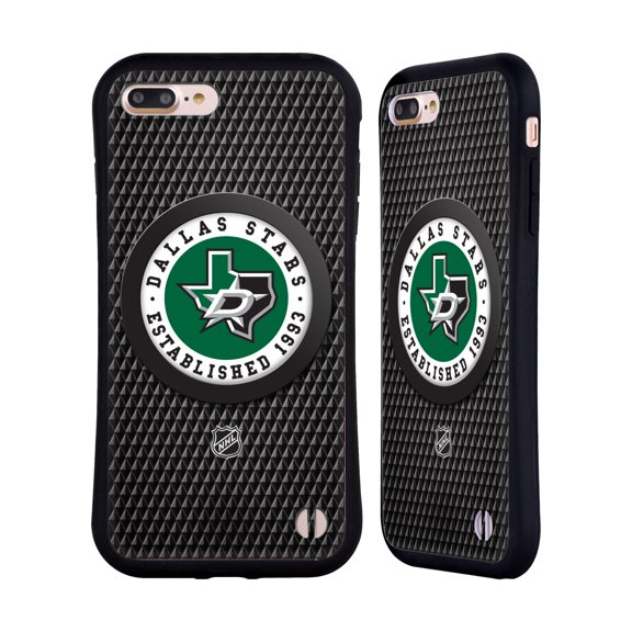 Head Case Designs Officially Licensed NHL Dallas Stars Puck Texture Hybrid Case Compatible with Apple iPhone 7 Plus / iPhone 8 Plus
