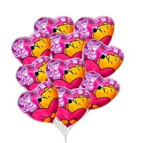 PMU Valentine’s Day Heart Shaped Balloon Pooh Hugs and Kisses 18 Inch Mylar-Foil Balloon Valentine's Day, Proposal, Special Events, Photo Props Party Decoration Accessories (10/Pkg) Pkg/1