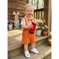 thumbnail image 4 of Cenuakty Toddler Boy 0-18M Easter Outfit Egg/Bunny Print Short Sleeves Romper with Bow Tie and Overalls Shorts Set for Formal Wear, 4 of 9