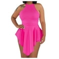 thumbnail image 2 of Usmixi Rompers for Women Party Club Sexy Back Hollow out Empire Waist Irregular Hem Tank Jumpsuits Crewneck Sleeveless Formal Solid Short Womens Jumpsuits on, 2 of 7