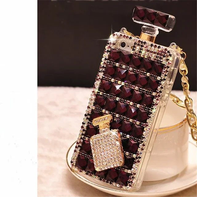 Luxury Diamond Perfume Bottle Case TPU Rhinestone Bling Cover Coque for Iphone 15 14 11Pro 13 Pro max 12 mini XS Max XR 16 Plus tzw