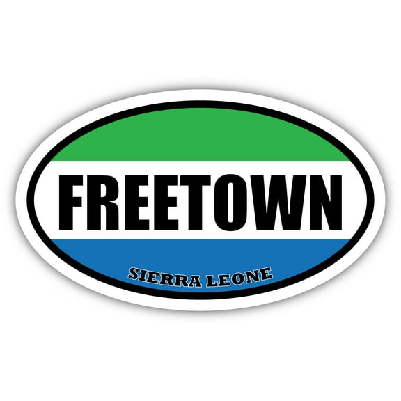 Freetown Sierra Leone Flag Oval Decal Vinyl Bumper Sticker 3x5 inches