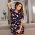 thumbnail image 3 of Pofeuu cute animals Print Women's Loose Fit Short Sleeve Nightgown, Comfortable Sleep Dress for Women, Casual Lounge Sleepwear, Soft Cotton Sleep Dress, 3 of 6