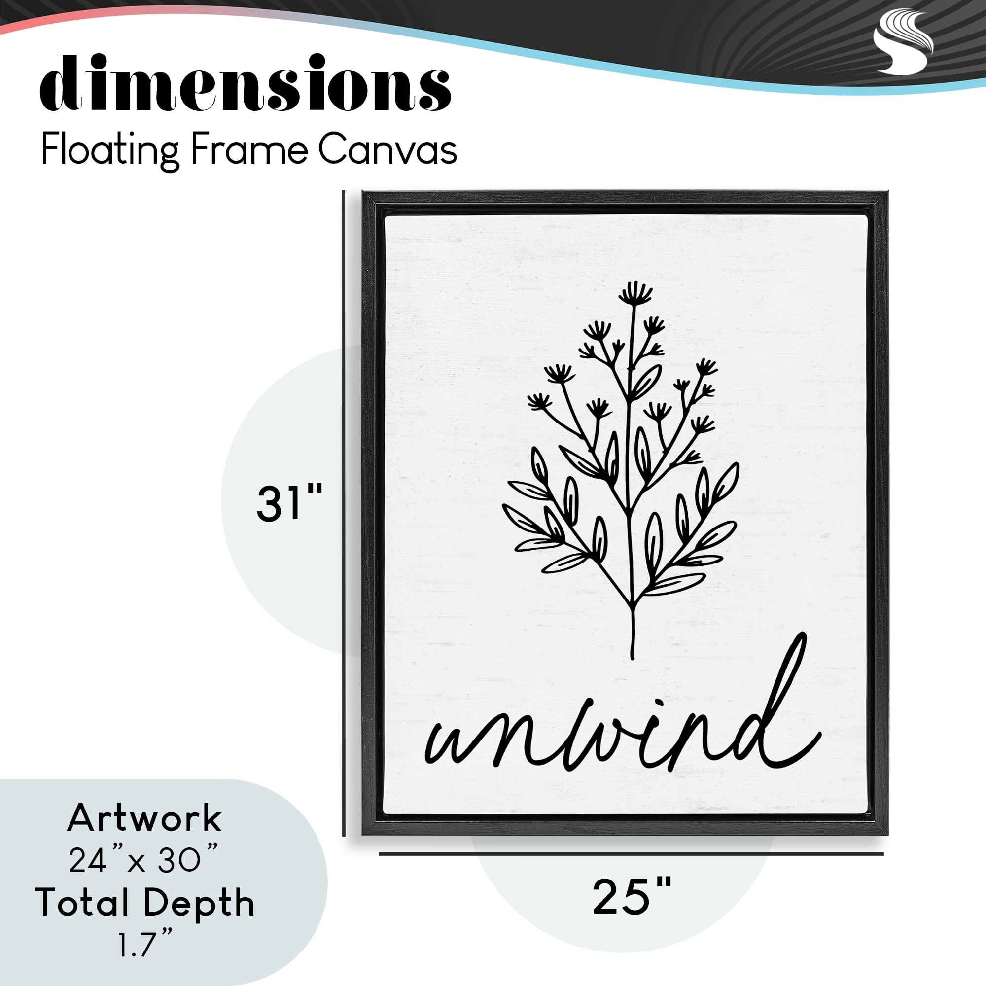 Bathroom Herb Unwind Black Framed Floater Canvas Wall Art, design by Lettered and Lined