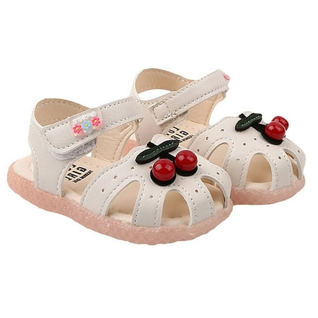 

OUNONA 1 Pair Kids Summer Sandals Cartoon Bottom Sandals Cherry Pattern Shoes Breathable Sandal for Little Girls (Beige Size 19 14CM 8US 6.5UK 24EU 3.3405Inch)