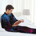 thumbnail image 6 of Zufioo Futuristic Purple Panther Mens Pajamas Set, Mens Long-Sleeved Pajama and Pajama Pants,Pajamas Para Hombres,Men's Sleepwear-, 6 of 7