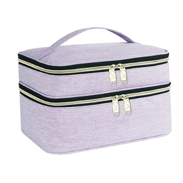 Bolsa de Almacenamiento de Esmalte de Uñas, Caja de Gran Capacidad para Esmalte de Uñas, Lápiz Labial Cosmético, Aceite Esencial , Violeta, 11.02 pulgadas x 7.48 pulgadas x 6.30 pulgadas
