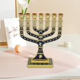 thumbnail image 1 of Candelabro de Menorah, candelabro de escritorio clásico tradicional, candelabro de Metal de Hanukkah para decoración del hogar de aniversario Macarena Candelabro Menorá, 1 of 8