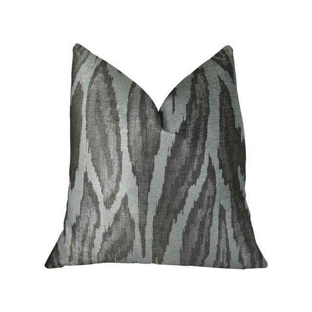 Plutus PBRAZ396-1616-DP Oreiller de Luxe Fait Main Agate Gris Rivière Argent Ivoire, 16 x 16 Po.