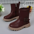 thumbnail image 2 of Wine Elegant Wine Girls Boots With Faux Leather Material And Warmth For Winter Seasons, Providing Durable Construction, 2 of 7