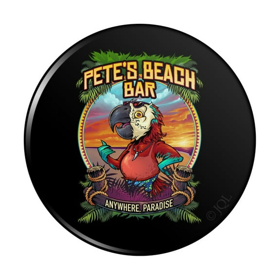 Pete's Beach Bar Tropical Paradise Vacation Kitchen Refrigerator Locker Button Magnet