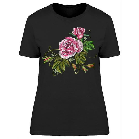 Pink Roses Flowers T-Shirt Women -Image by Shutterstock, Female x-Large