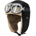 thumbnail image 1 of Vintage Aviator Hat & Goggles Set - Winter Warm Hat with Fur Ear Flaps, Trooper Trapper Pilot Cap for Men & Women, Costume Accessories, 1 of 5