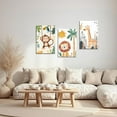 thumbnail image 3 of Hieng Safari Animals Nursery Wall Art 3 Pieces Giraffe Lion Elephant Monkey Zebra Pictures Jungle Baby Animal Theme Canvas Prints for Kids Room Decor Unframed, 3 of 6