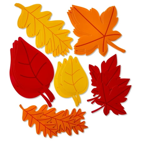Fall Leaves Paper Table Scatter Red and Orange Decoration, 24 Count, Thanksgiving by Way To Celebrate