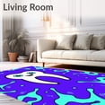 thumbnail image 2 of ODIKA 3'x5' Machine Washable Non-Slip Area Rug, Cheerful Tooth Shaped Character Art with Splashing Water and Fun Swirls High Traffic Rug, Purple, 619740, 2 of 7