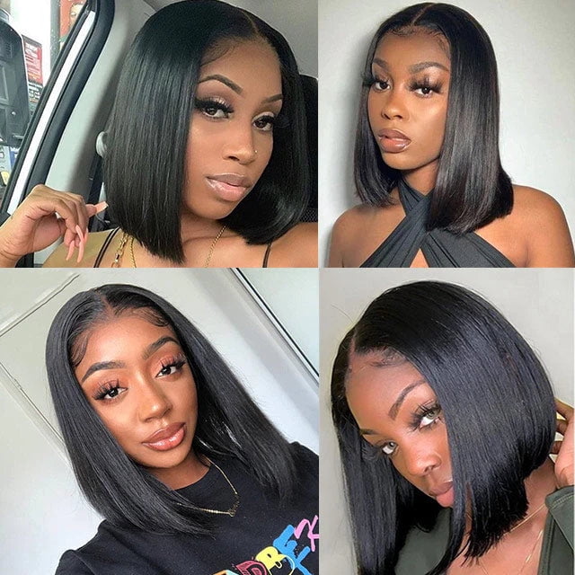 Supreme 13A Celebrity-Grade 100% Unprocessed Human Hair 6X4 Bob Cut Wig (Middle Part 14" inch)- Renee