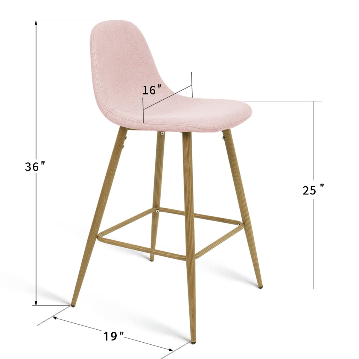 Kepooman 36" Modern Design Bar Stools Set of 2, Ergonomic Linen Armless Counter Height Barstool for Bar Counter, Home and Kitchen Island, Pink Kepooman 36" Modern Design Bar Stools Set of 2, Ergonomic Linen Armless Counter Height Barstool for Bar Counter, Home and Kitchen Island, Pink