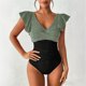 thumbnail image 1 of Traje de baño de una pieza para mujer, bikini informal y de moda de color sólido con cordones, traje de baño de moda playera para mujer, trajes de baño de una pieza para mujer, trajes de baño para muj, 1 of 6