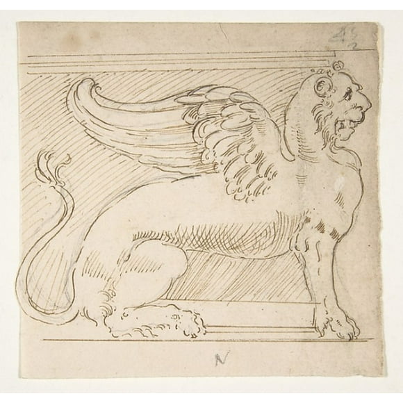 Unidentified, furniture support with winged lion motif, elevation Poster Print (18 x 24)