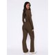 thumbnail image 5 of Conjunto Deportivo de Otoño de 2 Piezas A Juego para Estar en Casa: Pantalón de Pierna y Top Corto con Cuello Henley. Café L, 5 of 6