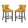 thumbnail image 5 of Tcbosik Counter Height Bar Stools Set of 2, Velvet Upholstered Barstools with Wood Legs and Button Tufted Design, Bar Chair for Kitchen Island, Dining Room, Home Pub, Gold, 5 of 11