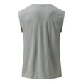 thumbnail image 3 of Baqcunre Tank Tops Men Men Spring Summer Top Shirt Casual Beach Tropical Top Shirt V Neck Solid Color Fashion Tank Top Hawaiian Shirt For Men Tops For Men Grey M, 3 of 9