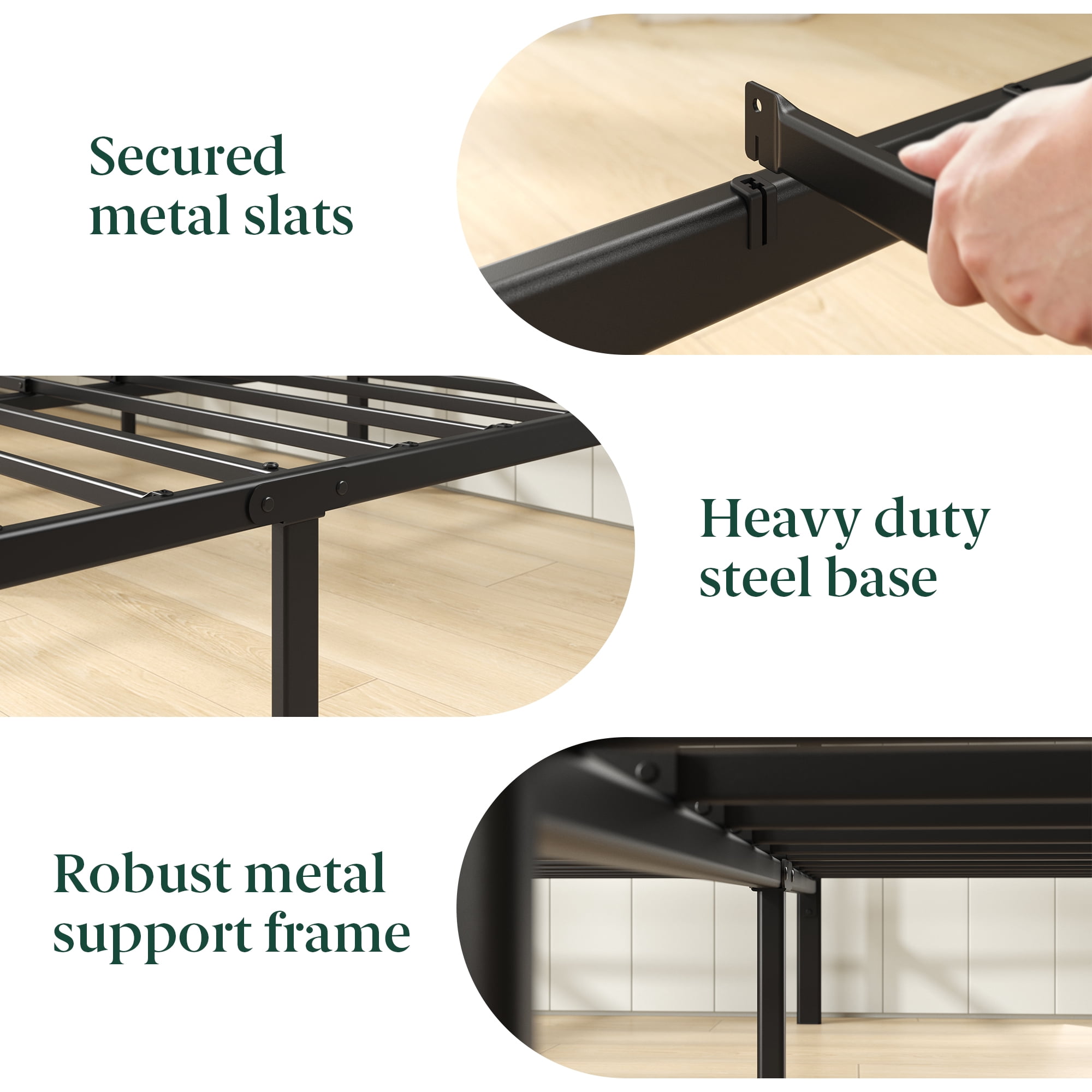 Mainstays Twin Modern Metal Platform Bed Frame with Curved Headboard, No Box Spring Needed, Black