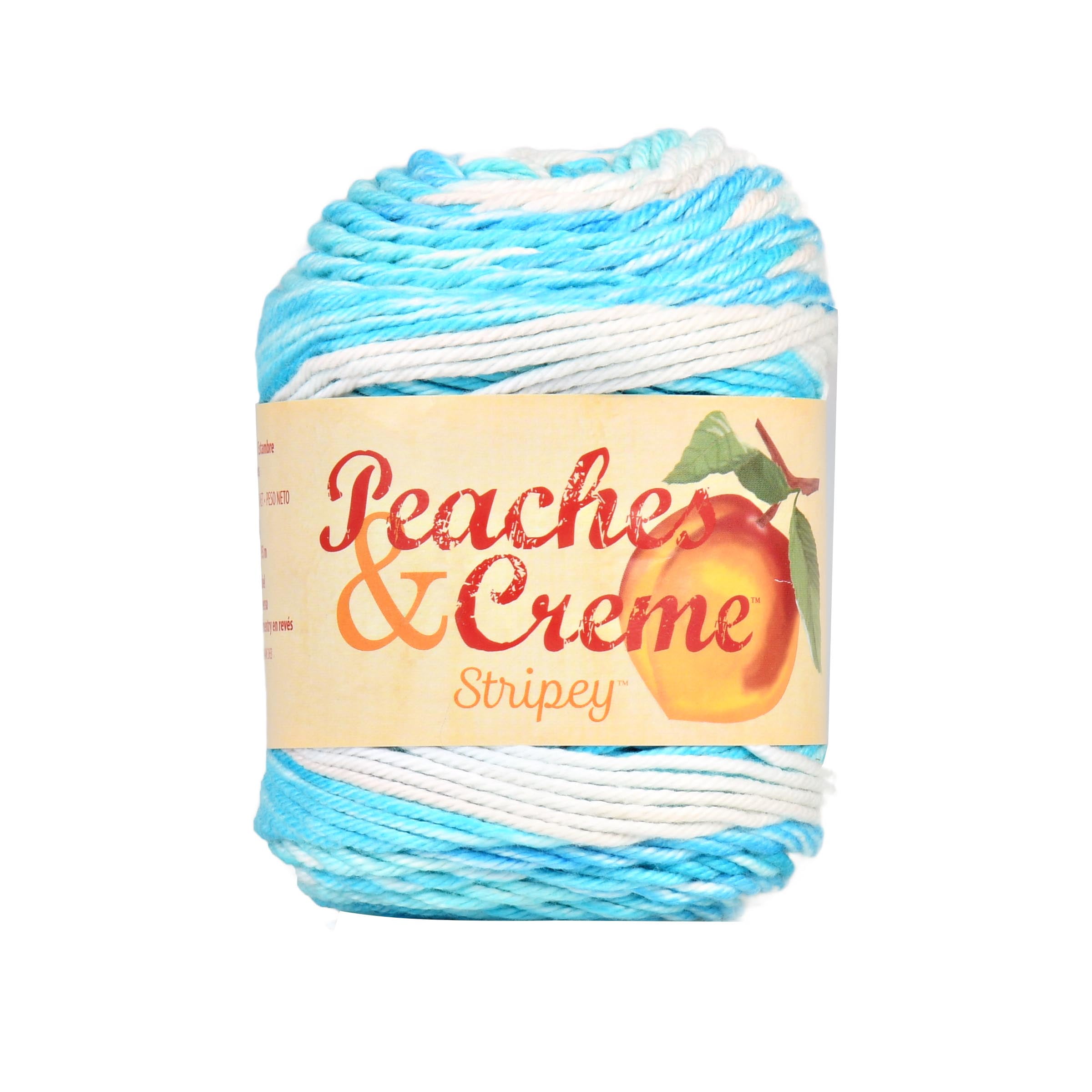 Peaches & Creme Stripey 4 Medium Cotton Yarn, Spring Blue Stripes 2oz/56.7g, 102 Yards