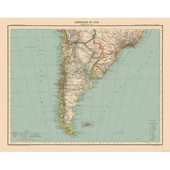 Historic Map - South America Southern - Schrader 1908 - 29.09 x 23 - Vintage Wall Art