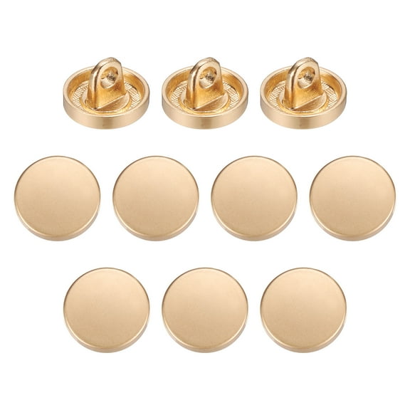 Uxcell 10pcs Metal Flat Button 10mm Round Metal Sewing Buttons Mist Gold