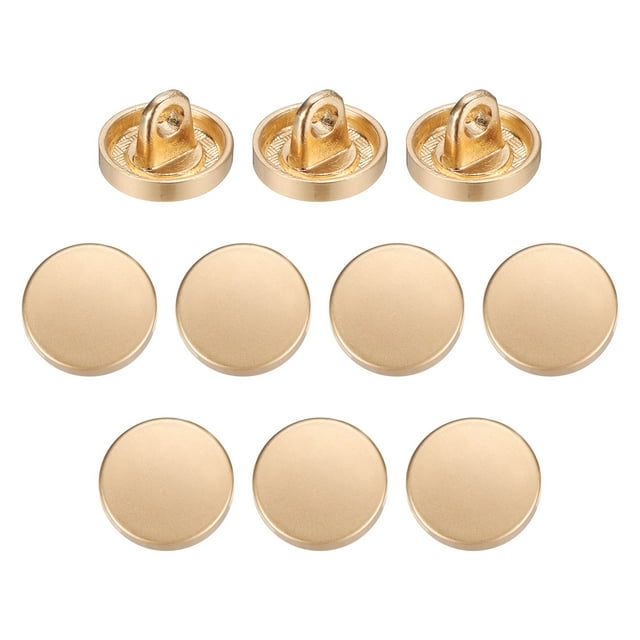 Uxcell 10pcs Botón de Metal Plano de 10mm Botones de Costura de Metal Redondos Oro Brumoso
