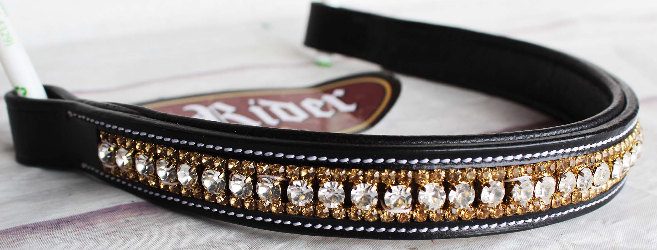 Equestrian BROWBAND Bling Crystal Horse English Bridle USA Leather Polo